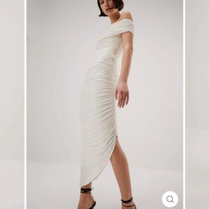 Misha KEONI SLINKY JERSEY MIDI DRESS xs ivory